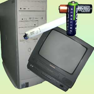 Computer, vcr, tv, fluorescent lamp, and batteries