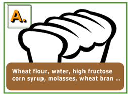 A. Wheat flout, water, high fructose, corn syrup, molasses, wheatbran...